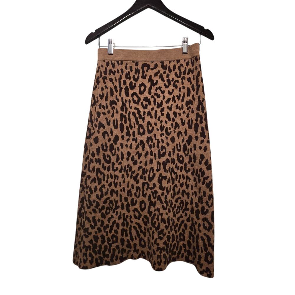 J. Crew Factory Leopard Print Midi Skirt in Tan and Black